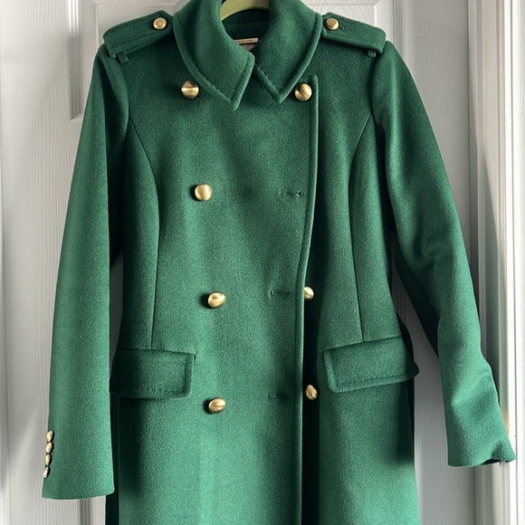 Brand New Wool Melton Emerald green Michael Kors military coat - Picture 6 of 7
